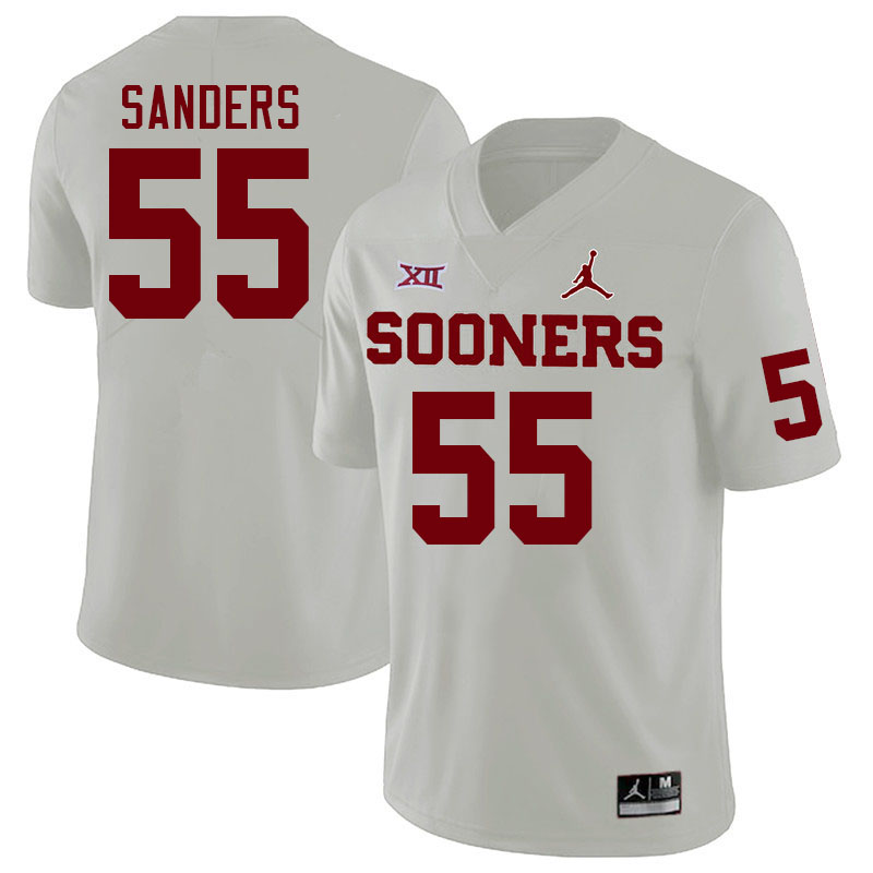 Men #55 Ashton Sanders Oklahoma Sooners College Football Jerseys Stitched-White - Click Image to Close